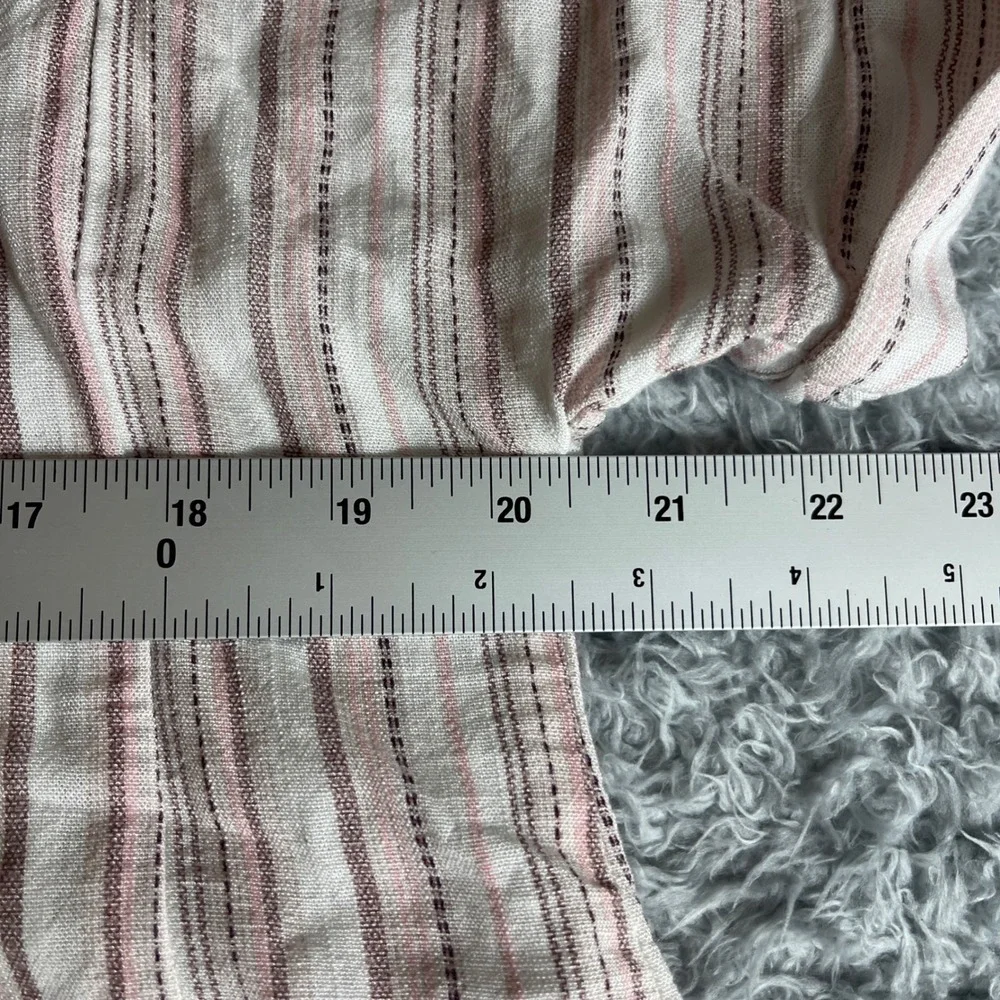 April Kiss Womens Pink Striped Linen Blend Cropped Button Down Shirt Small - Picture 5 of 9